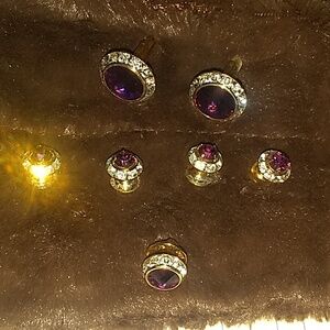 purple Swarovski cufflinks set